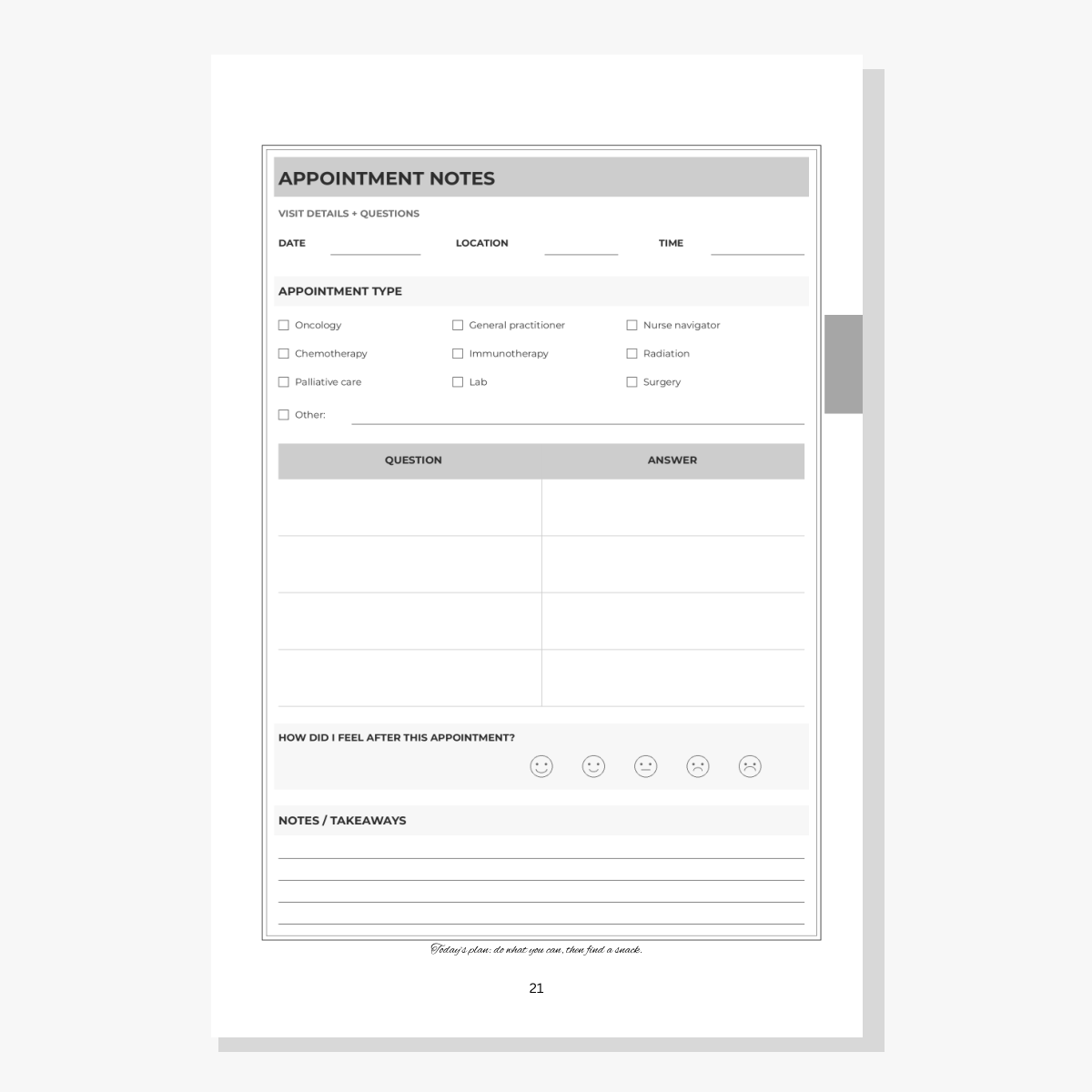 Published appointment notes page
