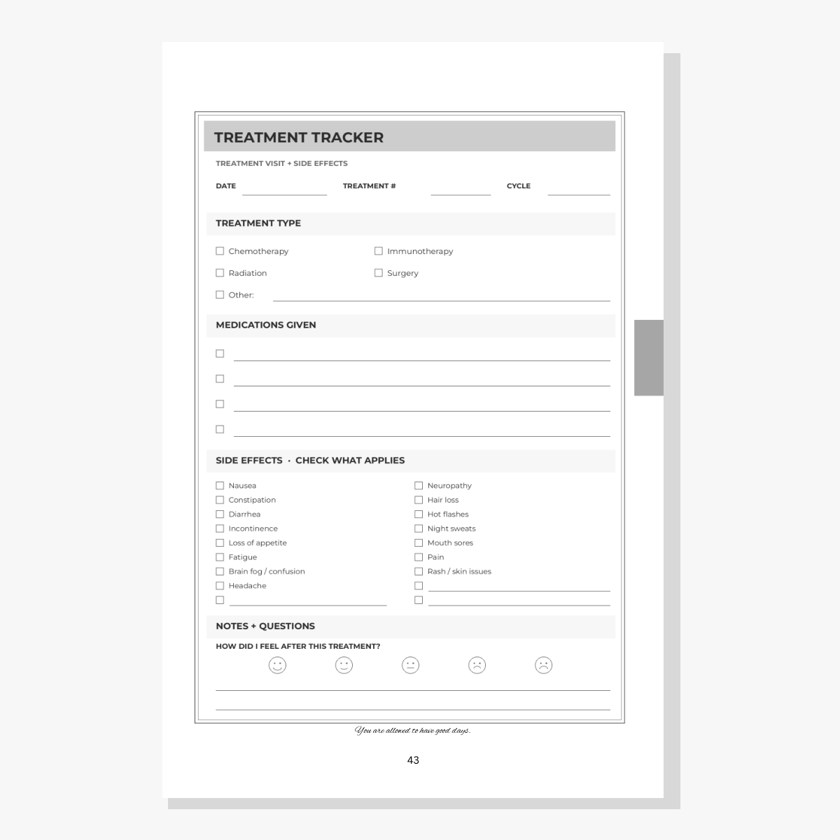 Published treatment tracking page
